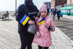 Russian and Ukrainian residents as well as other Slavic nationalities came together to protest the Russian War on Ukraine at Brighton Beach, Brooklyn. 

New York City has the largest Ukrainian, Russian and Slavic concentrated population in one area with in the United States. 
Sunday, March 6, 2022. (C) Bianca Otero