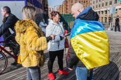 Russian and Ukrainian residents as well as other Slavic nationalities came together to protest the Russian War on Ukraine at Brighton Beach, Brooklyn. 

New York City has the largest Ukrainian, Russian and Slavic concentrated population in one area with in the United States. 
Sunday, March 6, 2022. (C) Bianca Otero