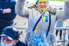 Russian and Ukrainian residents as well as other Slavic nationalities came together to protest the Russian War on Ukraine at Brighton Beach, Brooklyn. 

New York City has the largest Ukrainian, Russian and Slavic concentrated population in one area with in the United States. 
Sunday, March 6, 2022. (C) Bianca Otero
