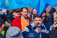 Russian and Ukrainian residents as well as other Slavic nationalities came together to protest the Russian War on Ukraine at Brighton Beach, Brooklyn. 

New York City has the largest Ukrainian, Russian and Slavic concentrated population in one area with in the United States. 
Sunday, March 6, 2022. (C) Bianca Otero