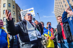 Russian and Ukrainian residents as well as other Slavic nationalities came together to protest the Russian War on Ukraine at Brighton Beach, Brooklyn. 

New York City has the largest Ukrainian, Russian and Slavic concentrated population in one area with in the United States. 
Sunday, March 6, 2022. (C) Bianca Otero