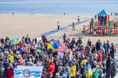 Russian and Ukrainian residents as well as other Slavic nationalities came together to protest the Russian War on Ukraine at Brighton Beach, Brooklyn. 

New York City has the largest Ukrainian, Russian and Slavic concentrated population in one area with in the United States. 
Sunday, March 6, 2022. (C) Bianca Otero
