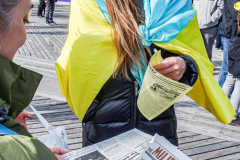 Russian and Ukrainian residents as well as other Slavic nationalities came together to protest the Russian War on Ukraine at Brighton Beach, Brooklyn. 

New York City has the largest Ukrainian, Russian and Slavic concentrated population in one area with in the United States. 
Sunday, March 6, 2022. (C) Bianca Otero