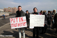 March 6, 2022  New York, 
Pro Ukrainian Rally in The "Little Odessa" neighborhood in Brighton Beach Brooklyn.
Protestors stand on the Riegelmann Boardwalk chanting "Close the Airspace" and for "Putin to get of of the Ukraine".
