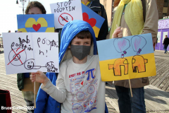 March 6, 2022  New York, 
Pro Ukrainian Rally in The "Little Odessa" neighborhood in Brighton Beach Brooklyn.
Protestors stand on the Riegelmann Boardwalk chanting "Close the Airspace" and for "Putin to get of of the Ukraine".