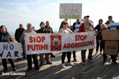 March 6, 2022  New York, 
Pro Ukrainian Rally in The "Little Odessa" neighborhood in Brighton Beach Brooklyn.
Protestors stand on the Riegelmann Boardwalk chanting "Close the Airspace" and for "Putin to get of of the Ukraine".
