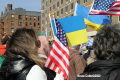 March 6, 2022  New York, 
Pro Ukrainian Rally in The "Little Odessa" neighborhood in Brighton Beach Brooklyn.
Protestors stand on the Riegelmann Boardwalk chanting "Close the Airspace" and for "Putin to get of of the Ukraine".