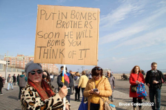 March 6, 2022  New York, 
Pro Ukrainian Rally in The "Little Odessa" neighborhood in Brighton Beach Brooklyn.
Protestors stand on the Riegelmann Boardwalk chanting "Close the Airspace" and for "Putin to get of of the Ukraine".