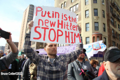 March 6, 2022  New York, 
Pro Ukrainian Rally in The "Little Odessa" neighborhood in Brighton Beach Brooklyn.
Protestors stand on the Riegelmann Boardwalk chanting "Close the Airspace" and for "Putin to get of of the Ukraine".