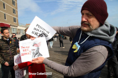 March 6, 2022  New York, 
Pro Ukrainian Rally in The "Little Odessa" neighborhood in Brighton Beach Brooklyn.
Protestors stand on the Riegelmann Boardwalk chanting "Close the Airspace" and for "Putin to get of of the Ukraine".
