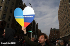 March 6, 2022  New York, 
Pro Ukrainian Rally in The "Little Odessa" neighborhood in Brighton Beach Brooklyn.
Protestors stand on the Riegelmann Boardwalk chanting "Close the Airspace" and for "Putin to get of of the Ukraine".