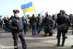 March 6, 2022  New York, 
Pro Ukrainian Rally in The "Little Odessa" neighborhood in Brighton Beach Brooklyn.
Protestors stand on the Riegelmann Boardwalk chanting "Close the Airspace" and for "Putin to get of of the Ukraine".
