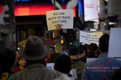 Broadway Me Too March was outside of the Marquis Theater on April 8, 2022. The speakers from the march were Court Watson and Michael Martin.