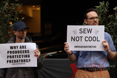 Broadway Me Too March was outside of the Marquis Theater on April 8, 2022. The speakers from the march were Court Watson and Michael Martin.