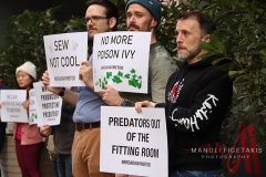 Broadway Me Too March was outside of the Marquis Theater on April 8, 2022. The speakers from the march were Court Watson and Michael Martin.