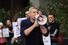 Broadway Me Too March was outside of the Marquis Theater on April 8, 2022. The speakers from the march were Court Watson and Michael Martin.