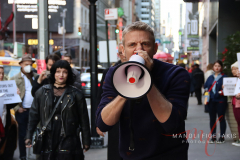 Broadway Me Too March was outside of the Marquis Theater on April 8, 2022. The speakers from the march were Court Watson and Michael Martin.