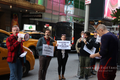 Broadway Me Too March was outside of the Marquis Theater on April 8, 2022. The speakers from the march were Court Watson and Michael Martin.