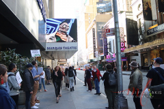 Broadway Me Too March was outside of the Marquis Theater on April 8, 2022. The speakers from the march were Court Watson and Michael Martin.