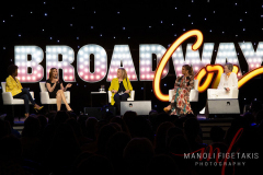 Hillary Clinton (c) moderates a panel of actors (l-r) LaChanze, Donna Murphy, Vanessa Williams, and Julie White during BroadwayCon 2022 at The Manhattan Center in New York, NY, July 8, 2022.