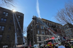 FDNY: 1 dead, 5 firefighters injured in 3-alarm fire in the Bronx. 

One person was killed and five firefighters were injured in a three-alarm fire in the Bronx Tuesday, according to the FDNY. 

The FDNY says the fire started around 12:24 p.m. on 64 W. 165 St.  
They say the flames started on the fourth floor of the building through the plumbing pipes.  

Authorities have not yet released the man's identity. 

A total of 33 units, including 138 fire and EMS members, were on the scene. The fire is under control at this time.  

The cause of the fire is under investigation, according to officials.