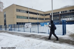 NEW YORK—? Covid Vaccine site located  in a Brooklyn high school. Elderly and eligible N.Y.C. personnel brave snow storm to get vaccinated.