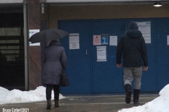 NEW YORK—? Covid Vaccine site located  in a Brooklyn high school. Elderly and eligible N.Y.C. personnel brave snow storm to get vaccinated.
