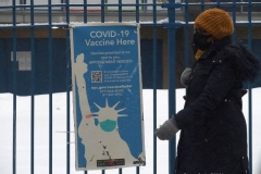 NEW YORK—? Covid Vaccine site located  in a Brooklyn high school. Elderly and eligible N.Y.C. personnel brave snow storm to get vaccinated.
