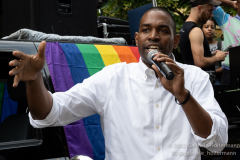 NY Lieutenant Governor Antonio Delgado addresses the crowd at the Brooklyn Pride Parade in Brooklyn, New York on June 11,  2022.  (Photo by Gabriele Holtermann/Sipa USA)