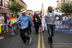 NYC Comptroller Brad Lander and NYC Public Advocate Jumaane Williams march in the Pride Parade in Brooklyn, New York on June 11,  2022.  (Photo by Gabriele Holtermann/Sipa USA)