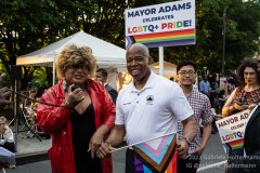 NYC Mayor Eric Adams marches in the Pride Parade in Brooklyn, New York on June 11,  2022.  (Photo by Gabriele Holtermann/Sipa USA)