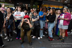 Parade revelers enjoy the Pride Parade in Brooklyn, New York on June 11,  2022.  (Photo by Gabriele Holtermann/Sipa USA)
