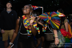 Parade revelers enjoy the Pride Parade in Brooklyn, New York on June 11,  2022.  (Photo by Gabriele Holtermann/Sipa USA)