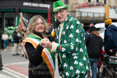 Brooklynites enjoy the return of the St. Patrick's Day Parade in the Park Slope neighborhood of Brooklyn, NY, on Mar. 20, 2022. (Photo by Gabriele Holtermann)