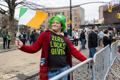 Brooklynites enjoy the return of the St. Patrick's Day Parade in the Park Slope neighborhood of Brooklyn, NY, on Mar. 20, 2022. (Photo by Gabriele Holtermann)