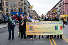 The Brooklyn Irish LGBTQ Organization marches in the St. Patrick's Day Parade in the Park Slope neighborhood of Brooklyn, NY, on Mar. 20, 2022. (Photo by Gabriele Holtermann)