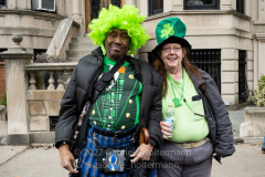 Brooklynites enjoy the return of the St. Patrick's Day Parade in the Park Slope neighborhood of Brooklyn, NY, on Mar. 20, 2022. (Photo by Gabriele Holtermann)