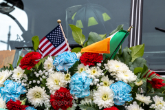 An firefighter helmet is displayed in an FDNY truck at the St. Patrick's Day Parade in the Park Slope neighborhood of Brooklyn, NY, on Mar. 20, 2022. (Photo by Gabriele Holtermann)