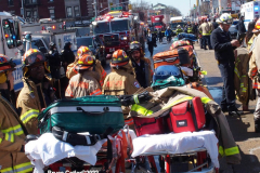 April 12, 2022  New York, Mass shooting on New York City Train. A person dressed in a Neon Green Construction Workers Vest as the train pulled into the station he set off a smoke grenade then proceeded to shoot passengers
16 people injured, 10 shot and 5 in critical condition.