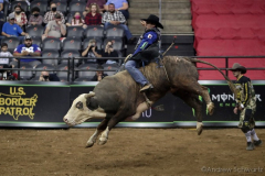 Joao Ricardo Vieira rides a bull named Texas Blood while competing in the PBR’s (Professional Bull Riders) Elite Unleash The Beast event at the Prudential Center in Newark NJ on September 19, 2021. (Photo by Andrew Schwartz)