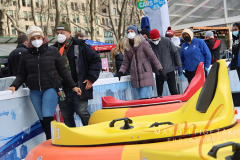 Guest are getting ready to get in their bumper car! Located at Bryant Park, New York on 27 Jan 2022.