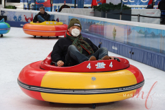 A man getting ready to turn and plan out his next move, so he doesn’t get hit! Located at Bryant Park, New York on 27 Jan 2022.