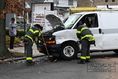 Car Accident
Forest and Bement Avenues
Staten Island, NY
Thursday, December 02, 2021
For Credit:  Mary DiBiase Blaich

An elderly woman drove a red Toyota Venza with Florida license plates through the parking lot property fence of the Staaten Restaurant located at Forest and Bement Avenues in the West Brighton area of Staten Island.  The accident occured shortly before noon today.  The woman then crashed into a Verizon truck on Forest Avenue.  She was placed in an ambulance to be checked out.  Responding were FDNY, NYPD and EMS from Richmond University Hospital.
