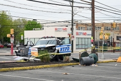 Police responded to a vehicular accident on Sunday evening in Staten Island at the intersection at Forest Avenue and Broadway in West Brighton. The accident involved a NYPD  vehicle plus a livery car and a private vehicle. Several people were injured including police officers. A woman waiting for a bus was struck by the police vehicle and taken to Staten Island University Hospital.