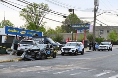 Police responded to a vehicular accident on Sunday evening in Staten Island at the intersection at Forest Avenue and Broadway in West Brighton. The accident involved a NYPD  vehicle plus a livery car and a private vehicle. Several people were injured including police officers. A woman waiting for a bus was struck by the police vehicle and taken to Staten Island University Hospital.