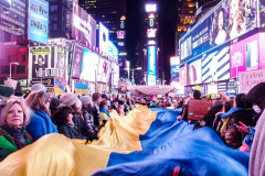 Hundreds of Ukrainians took to Times Square to protest the Russian invasion of the Ukraine and to welcome a protest car rally that started in Brooklyn, New York and ended in the Square.
Together they chanted “Stop Putin’s War” and “Protect Ukrainian Skies” amongst others.
Many fear the unknown and for the worst while attacks and mayhem riddle the Ukraine still. Midtown, Manhattan. Friday, February 25, 2022