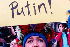 Hundreds of Ukrainians took to Times Square to protest the Russian invasion of the Ukraine and to welcome a protest car rally that started in Brooklyn, New York and ended in the Square.
Together they chanted “Stop Putin’s War” and “Protect Ukrainian Skies” amongst others.
Many fear the unknown and for the worst while attacks and mayhem riddle the Ukraine still. Midtown, Manhattan. Friday, February 25, 2022