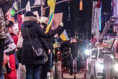 Hundreds of Ukrainians took to Times Square to protest the Russian invasion of the Ukraine and to welcome a protest car rally that started in Brooklyn, New York and ended in the Square.
Together they chanted “Stop Putin’s War” and “Protect Ukrainian Skies” amongst others.
Many fear the unknown and for the worst while attacks and mayhem riddle the Ukraine still. Midtown, Manhattan. Friday, February 25, 2022