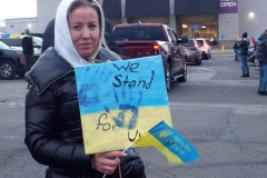 February 25, 2022  New York, 
Car Rally in Support of the Ukraine. 50 cars started the drive from the Coney Island neighborhood in Brooklyn to New York City's Times Square. Cars were decked out with flags and signs in support for the Ukraine.