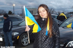 February 25, 2022  New York, 
Car Rally in Support of the Ukraine. 50 cars started the drive from the Coney Island neighborhood in Brooklyn to New York City's Times Square. Cars were decked out with flags and signs in support for the Ukraine.